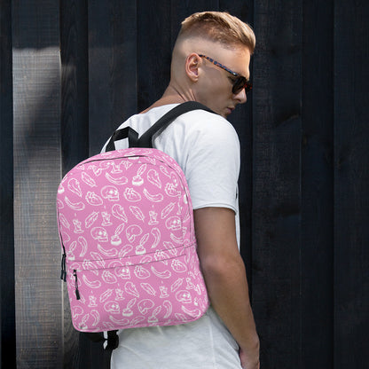 Edgar Allan Poe Tilled Premium Pink & White Backpack - Front