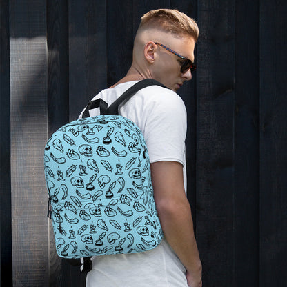 Edgar Allan Poe Tilled Premium Blue & Black Backpack - Front