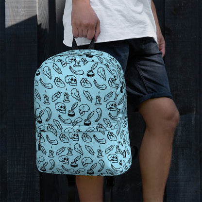 Edgar Allan Poe Tilled Premium Blue & Black Backpack - Left