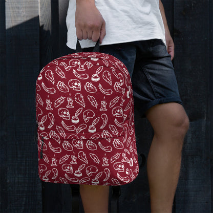 Edgar Allan Poe Tilled Premium Red & White Backpack - Left