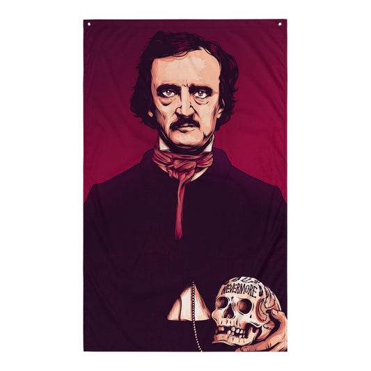 Edgar Allan Poe The Raven's Crypt Illustration Flag for Wall Decoration
