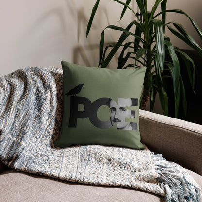 Edgar Allan Poe Premium Pillow - Green 18 x 18