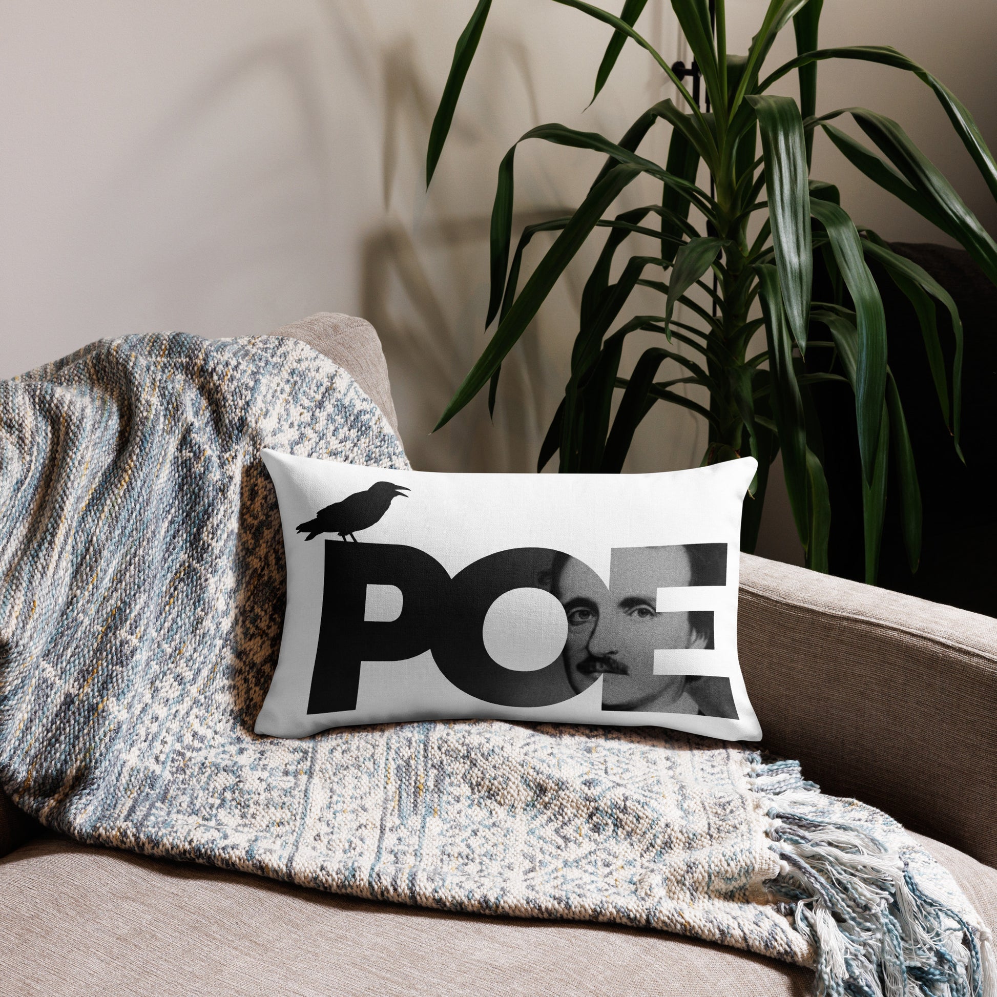 Edgar Allan Poe Premium Pillow - 20x12 Front