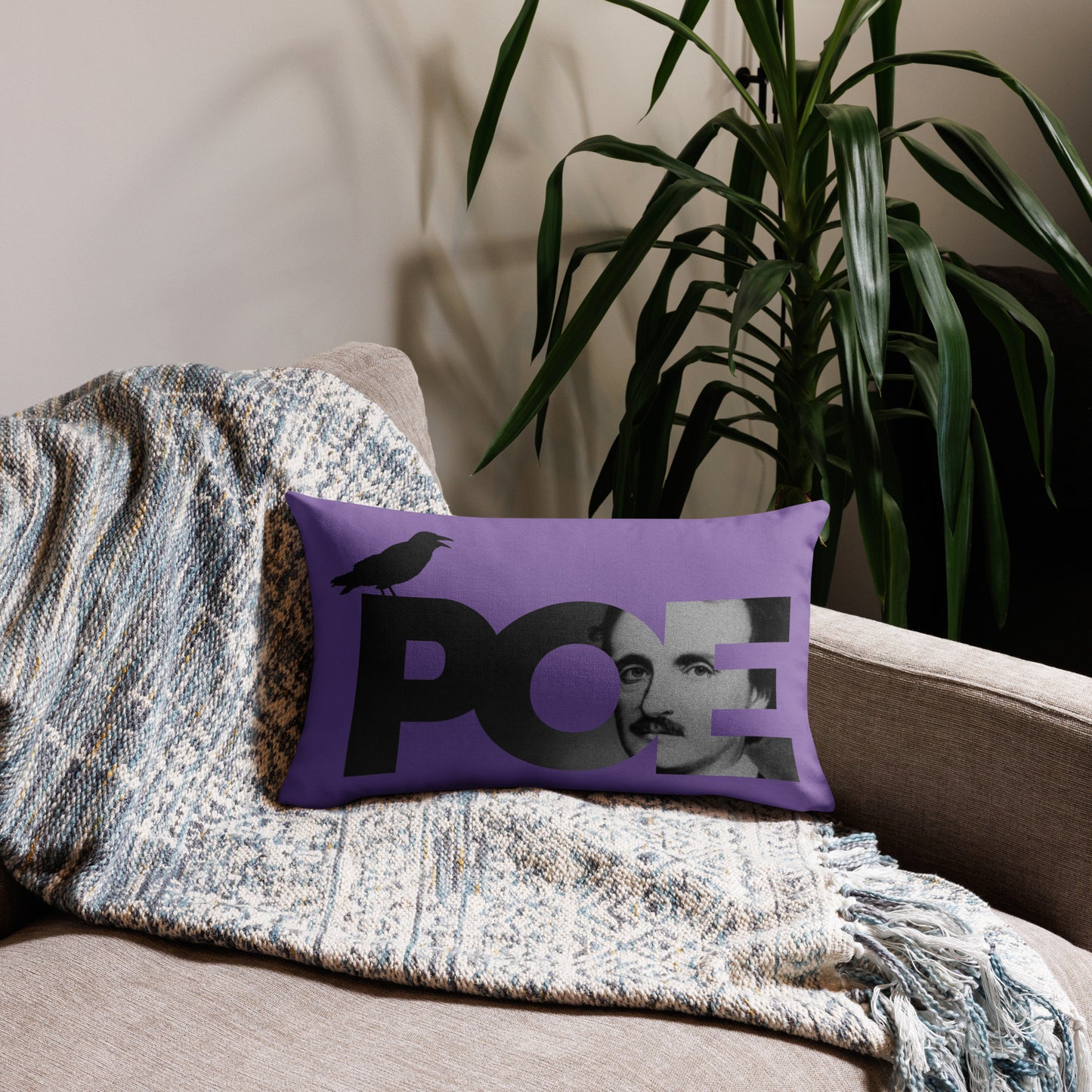 Products Edgar Allan Poe Premium Pillow - Purple 20 x 12
