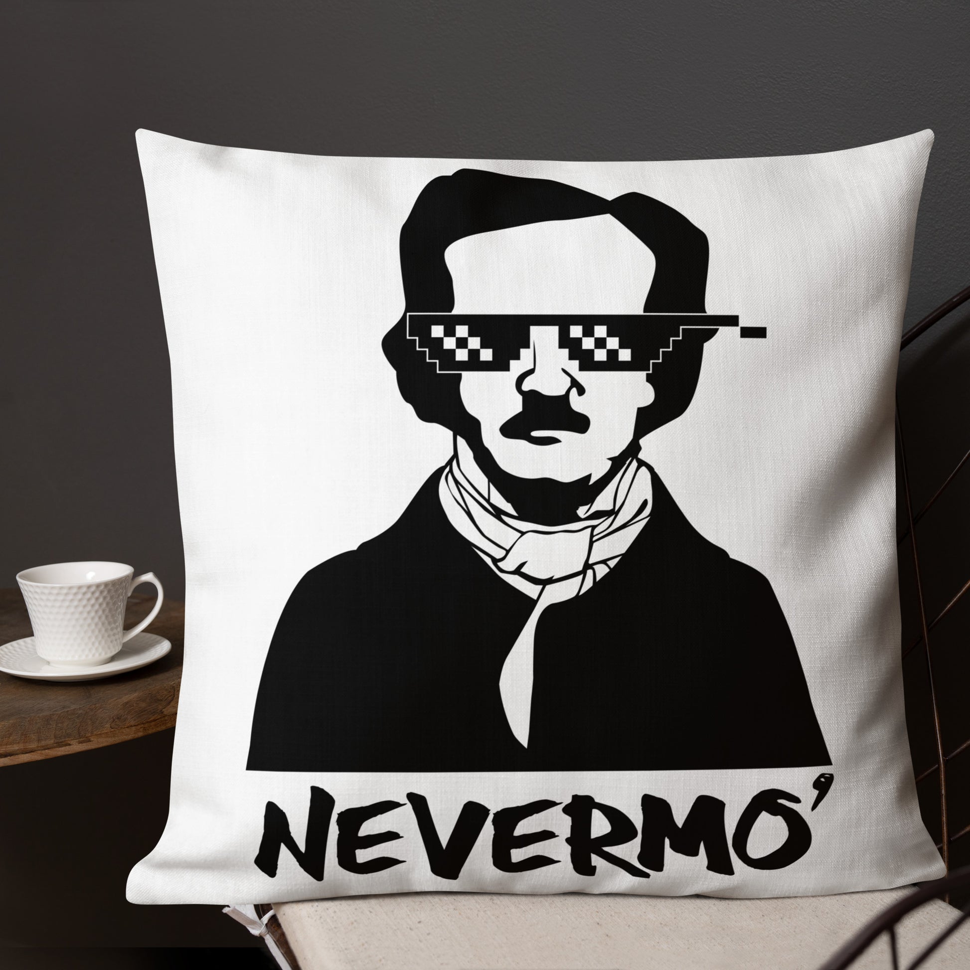 Edgar Allan Poe "Nevermo" Premium Pillow - 22x22 Back