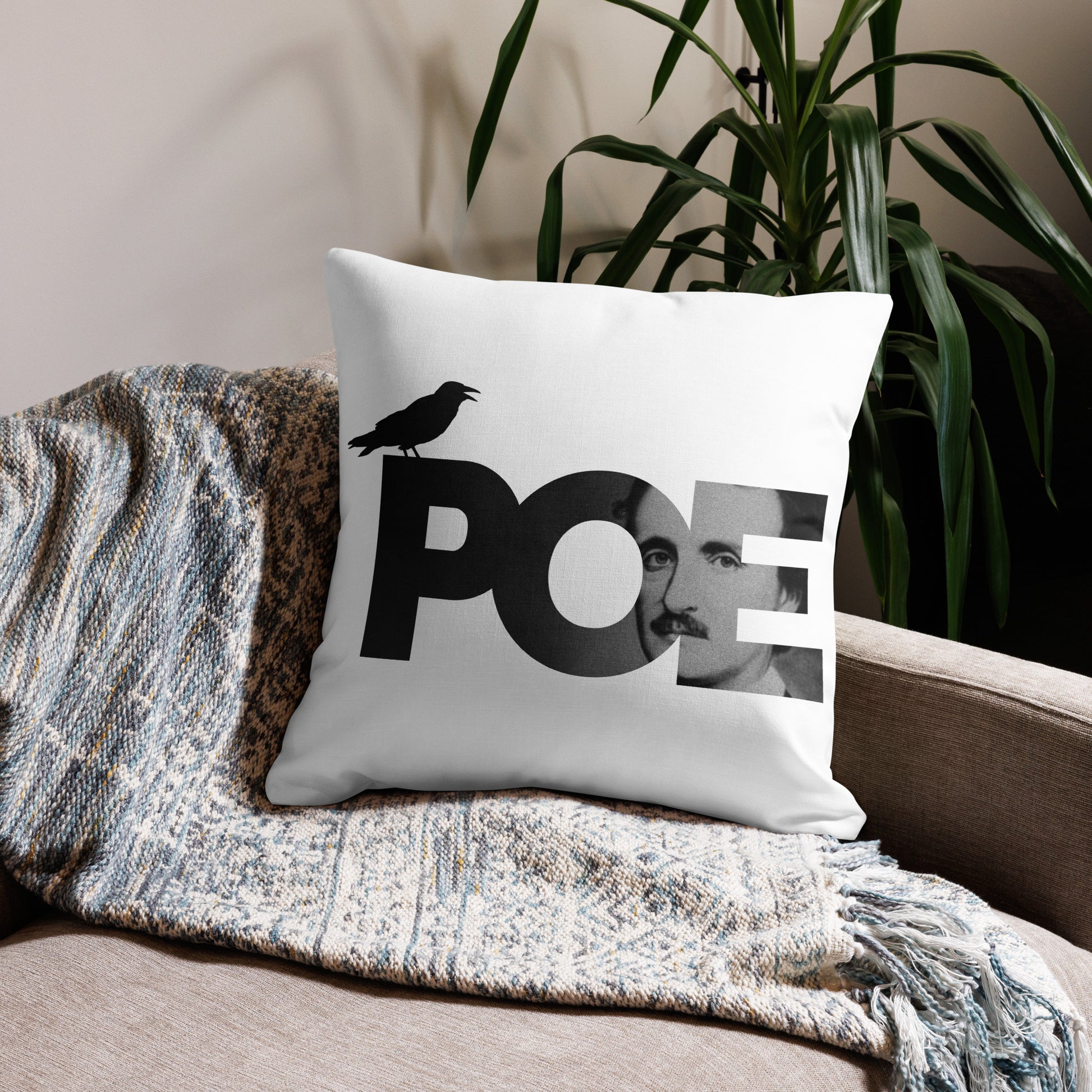 Edgar Allan Poe Premium Pillow - 22x22 Front