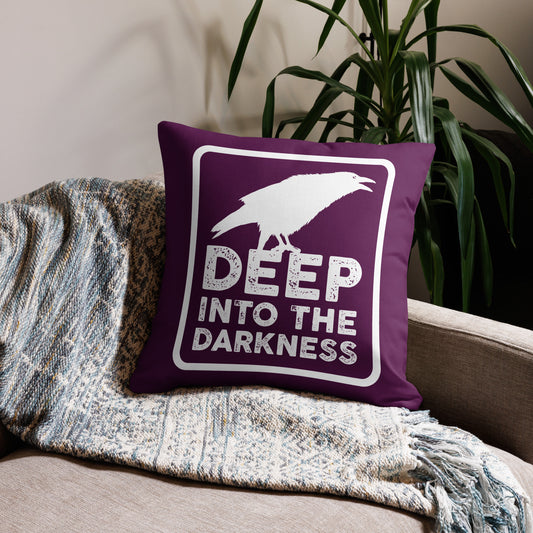 Raven Deep Into the Darkness - Tyrian Purple & White Premium Pillow - 22 x 22