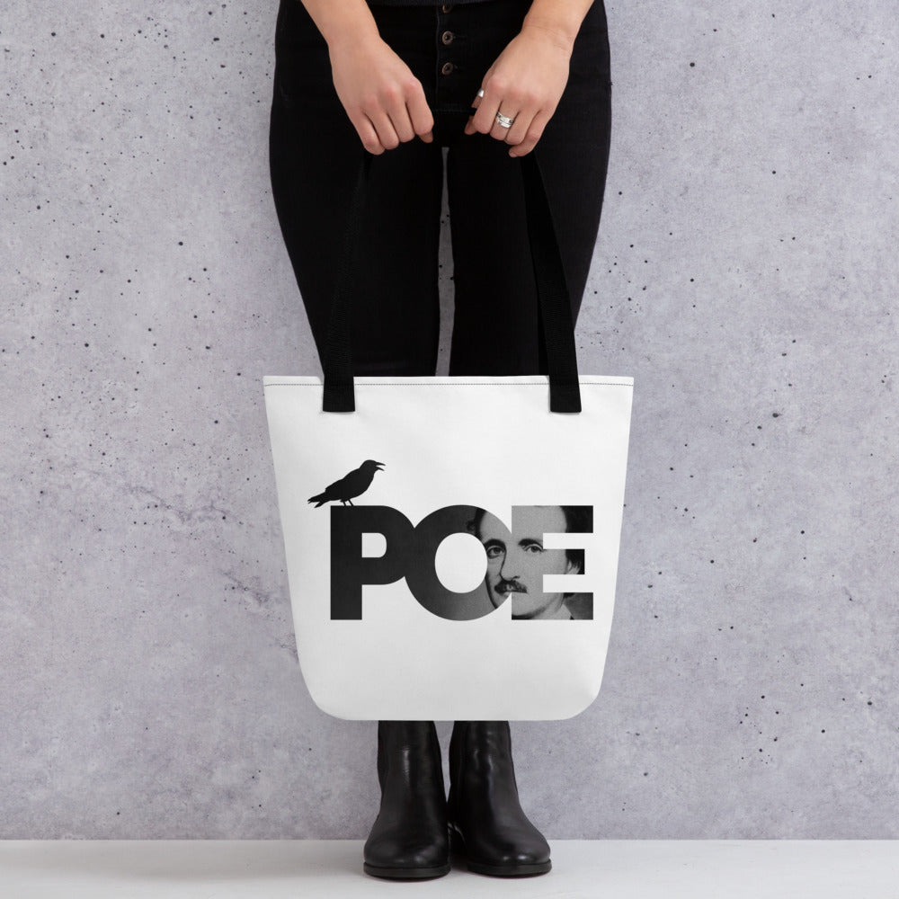 Edgar Allan Poe Tote bag - White Tote with Black Handle