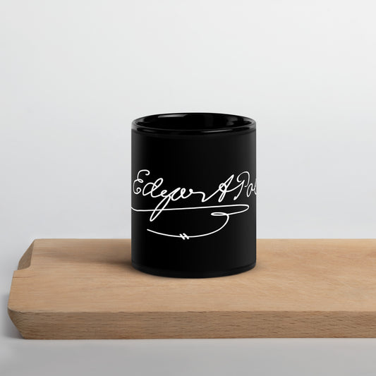 Edgar Alllan Poe Signature Black Glossy Mug - 11oz Front