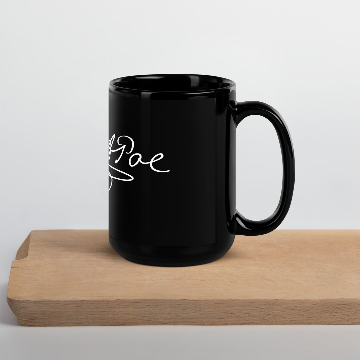 Edgar Alllan Poe Signature Black Glossy Mug - 15oz Handle on Right