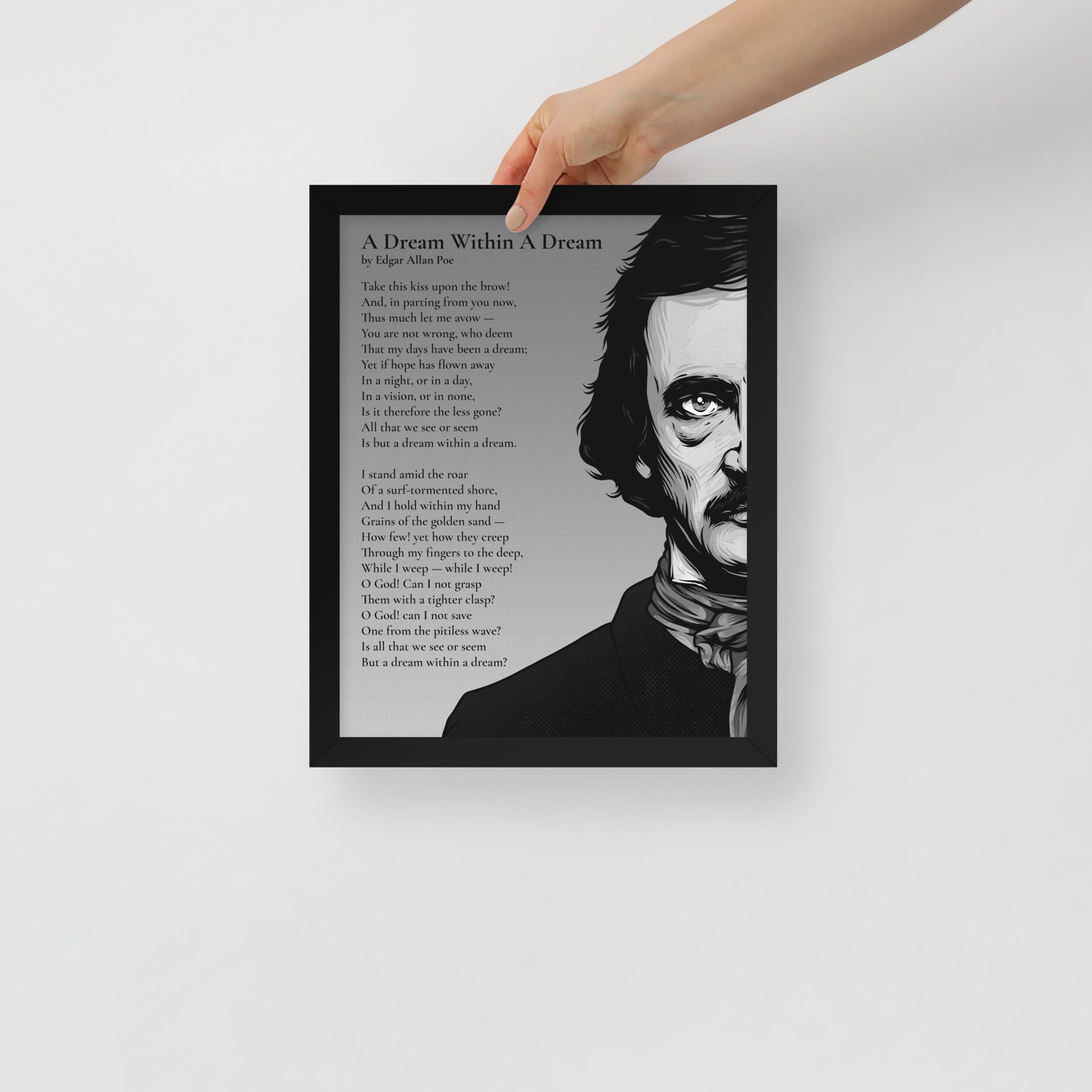Edgar Allan Poe's 'A Dream Within a Dream' Framed Matted Poster - 11 x 14 Black Frame