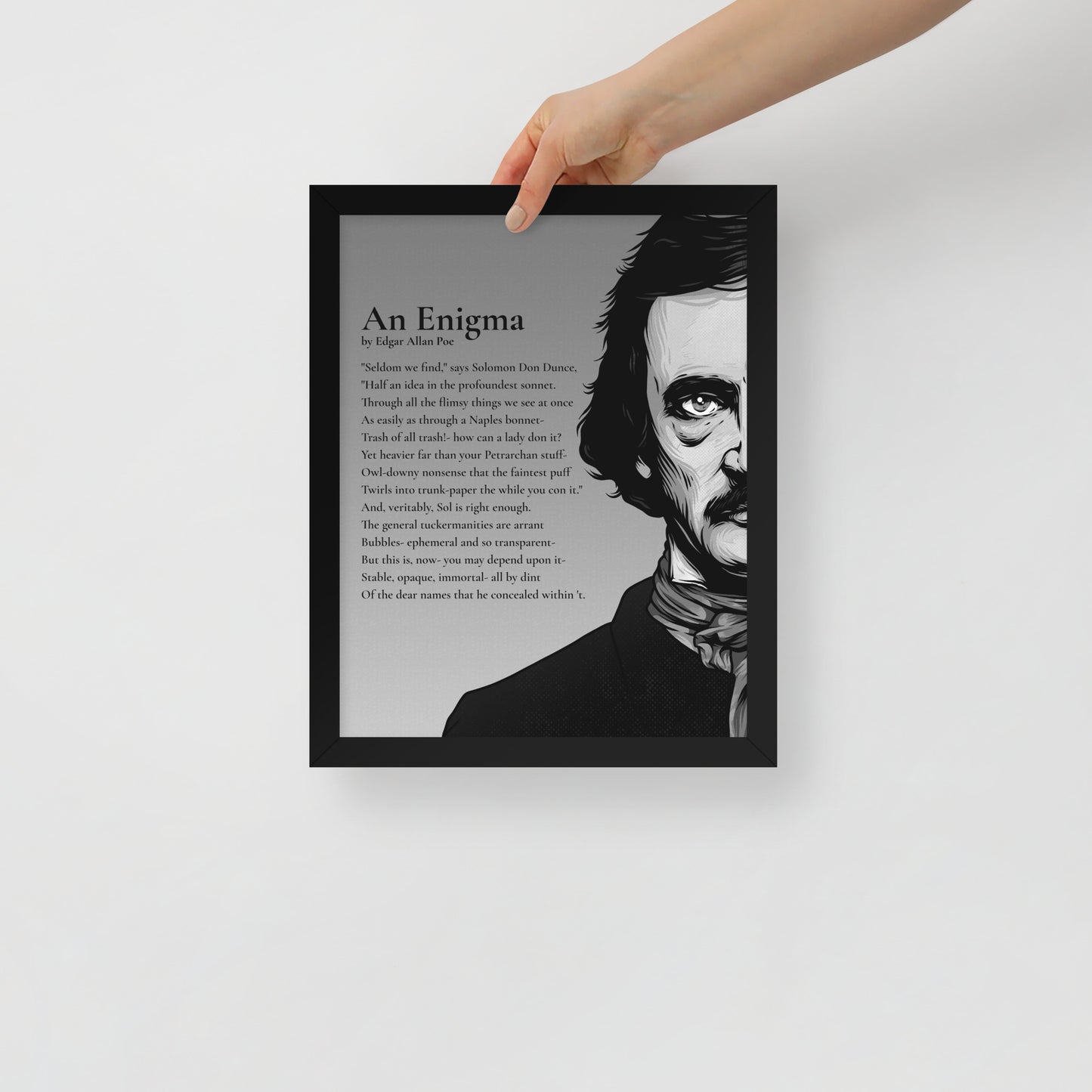 Edgar Allan Poe's 'An Enigma' Framed Matted Poster - 11 x 14 Black Frame