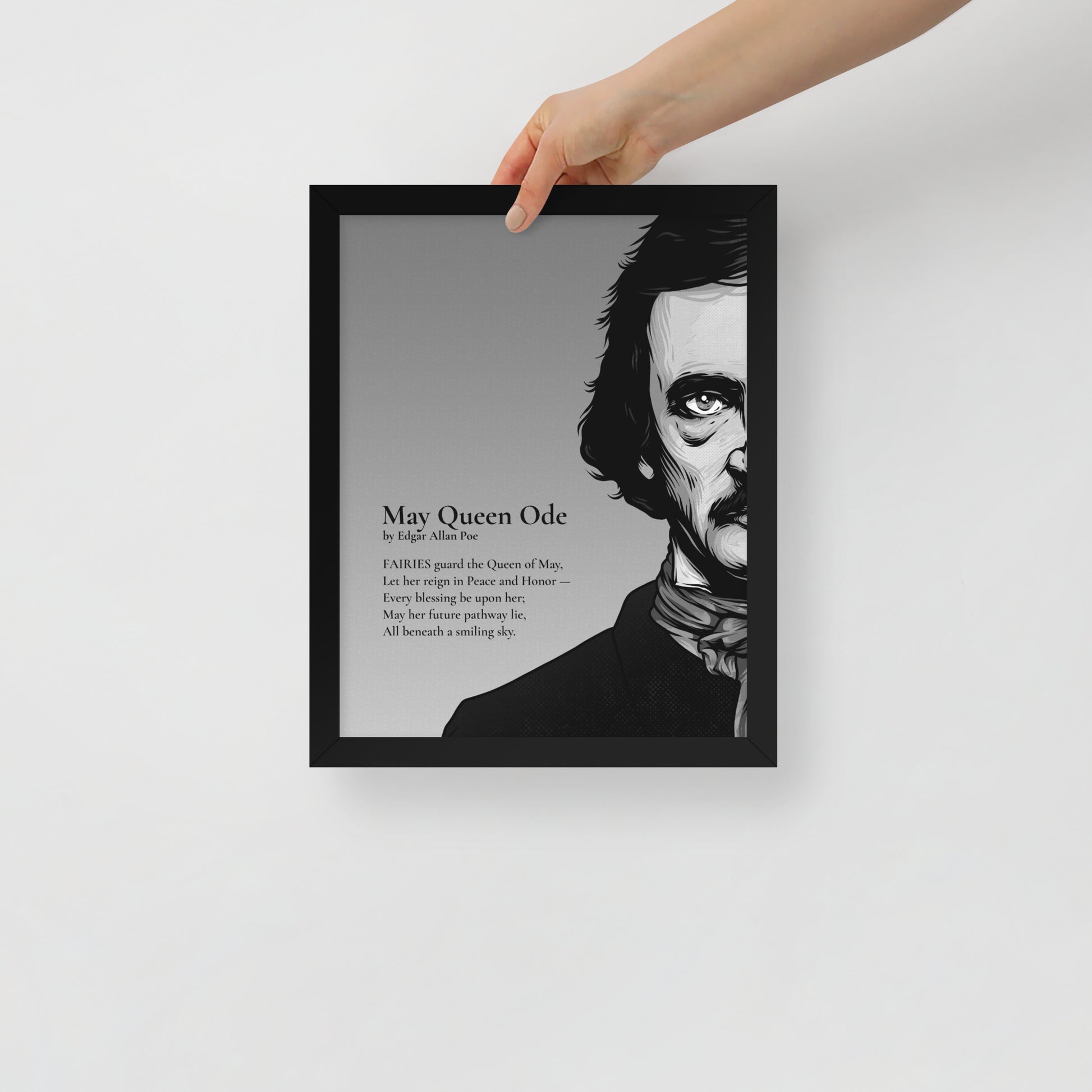 Edgar Allan Poe's 'May Queen Ode' Framed Matted Poster - 11 x 14 Black Frame