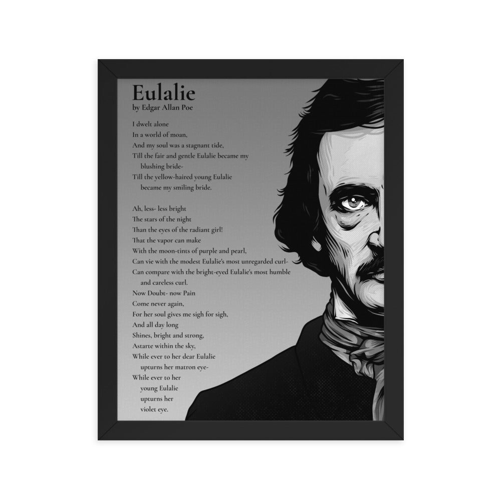Edgar Allan Poe's 'Eulalie' Framed Matted Poster - 11 x 14 Black Frame
