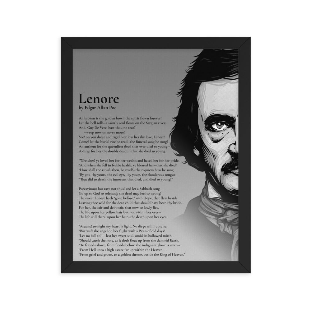 Edgar Allan Poe's 'Lenore' Framed Matted Poster - 11 x 14 Black Frame