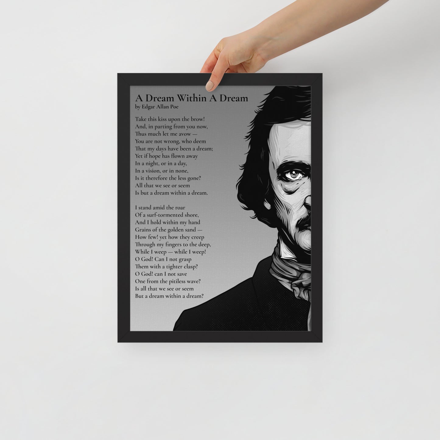 Edgar Allan Poe's 'A Dream Within a Dream' Framed Matted Poster - 12 x 16 Black Frame