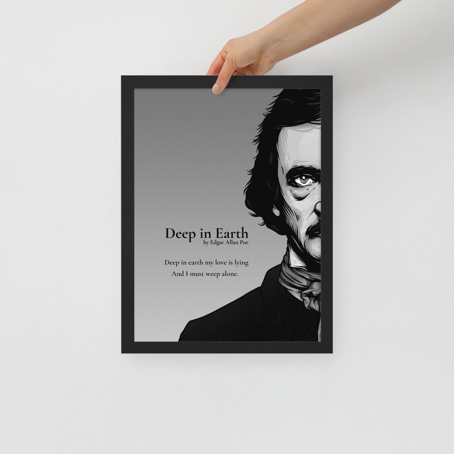 Edgar Allan Poe's 'Deep in Earth' Framed Matted Poster - 12 x 16 Black Frame
