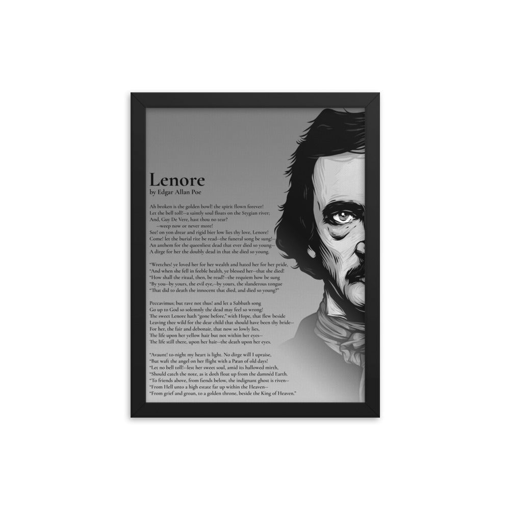 Edgar Allan Poe's 'Lenore' Framed Matted Poster - 12 x 16 Black Frame
