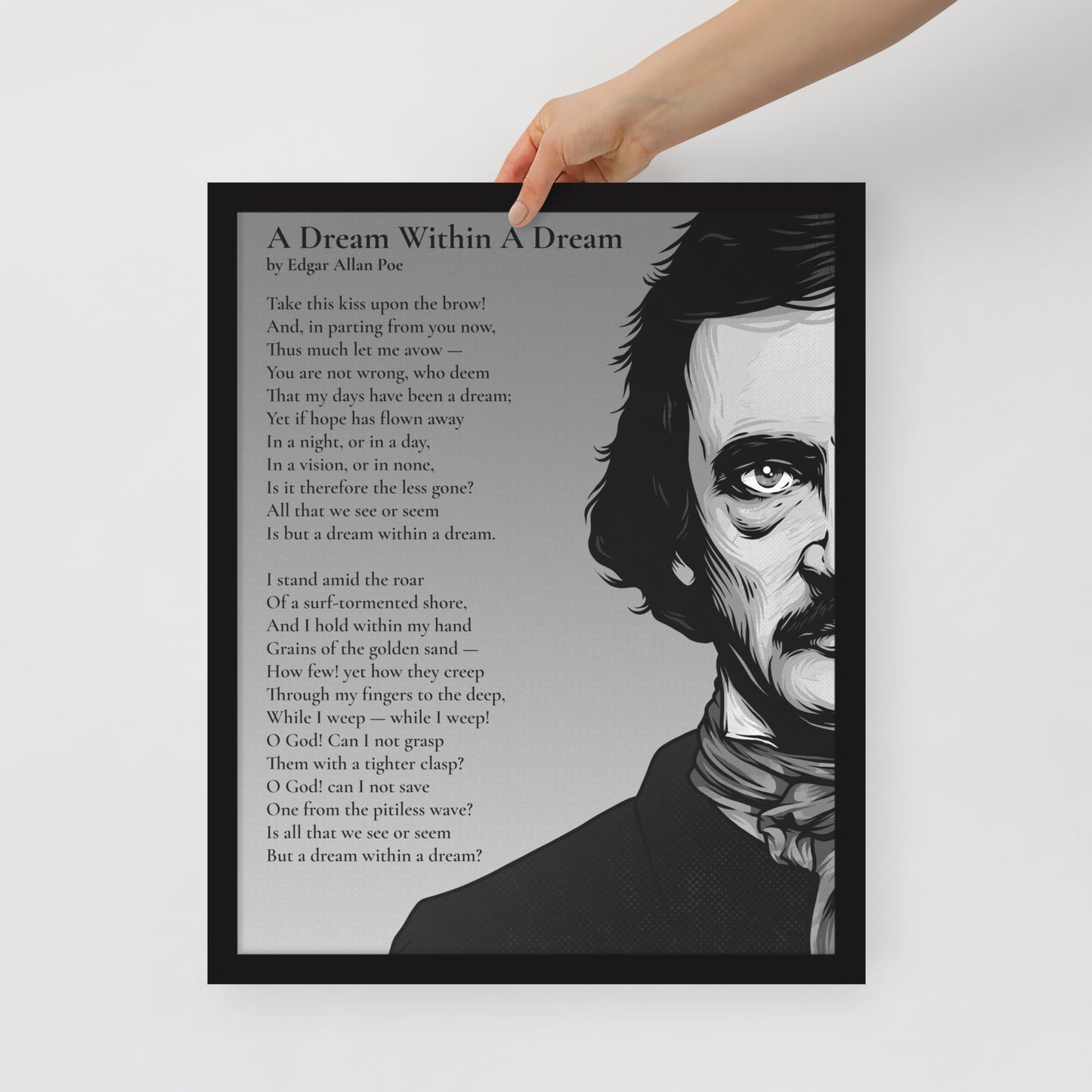 Edgar Allan Poe's 'A Dream Within a Dream' Framed Matted Poster - 16 x 20 Black Frame
