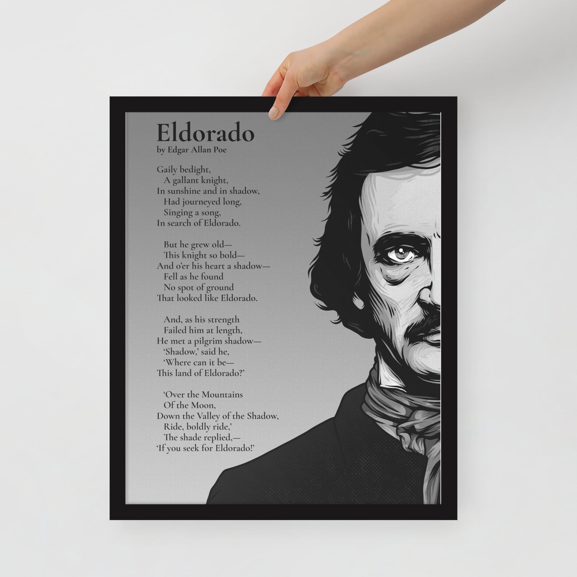 Edgar Allan Poe's 'Eldorado' Framed Matted Poster - 16 x 20 Black Frame