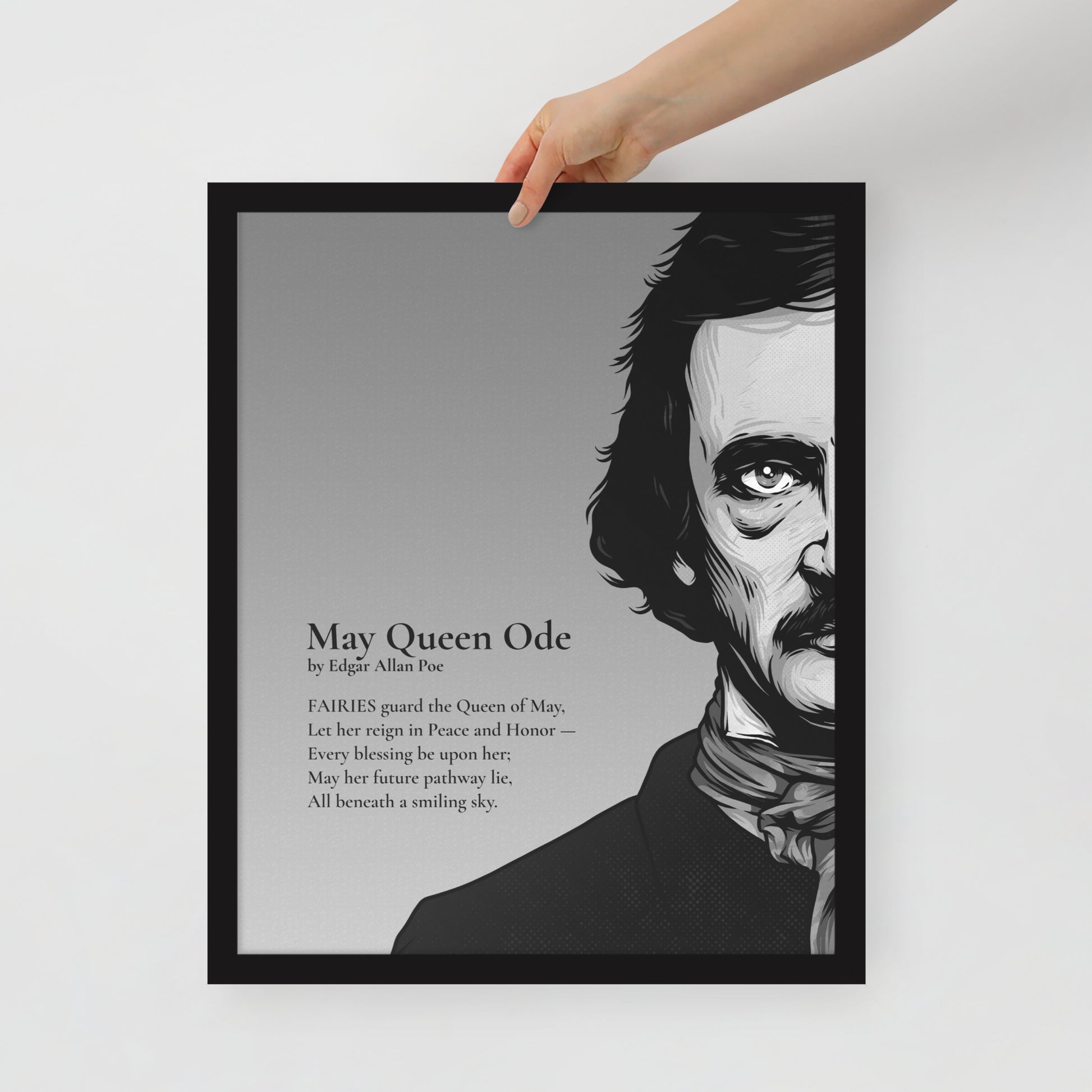 Edgar Allan Poe's 'May Queen Ode' Framed Matted Poster - 16 x 20 Black Frame