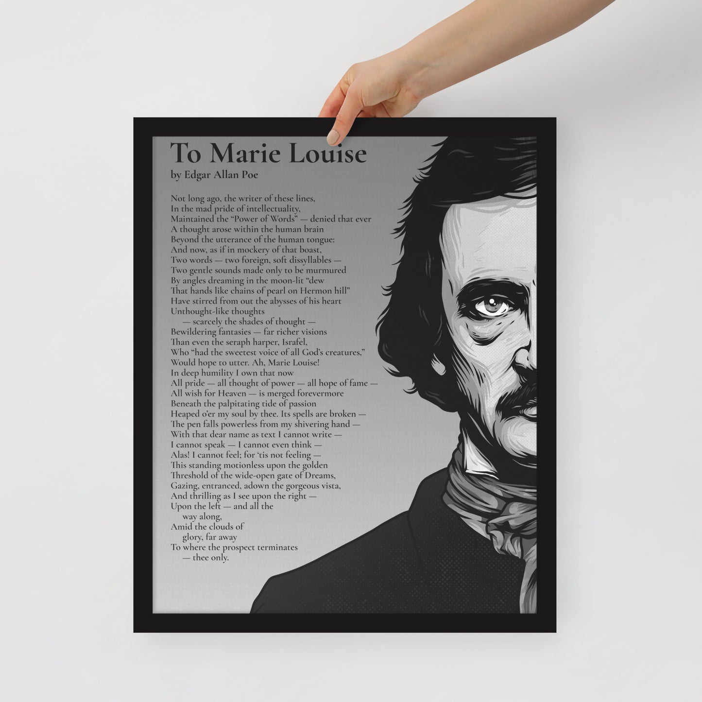 Edgar Allan Poe's 'To Marie Louise' Framed Matted Poster - 16 x 20 Black Frame