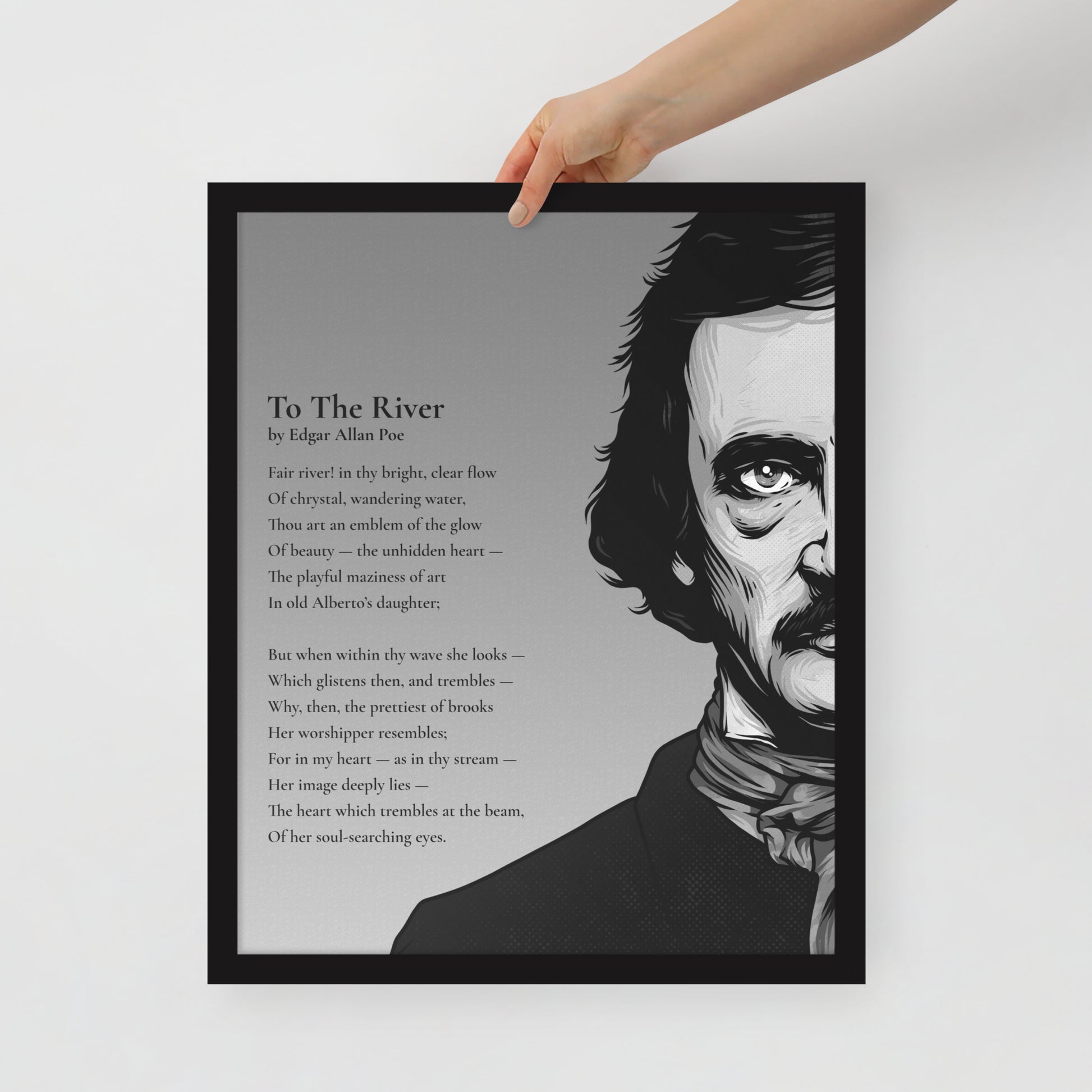 Edgar Allan Poe's 'To The River' Framed Matted Poster - 16 x 20 Black Frame