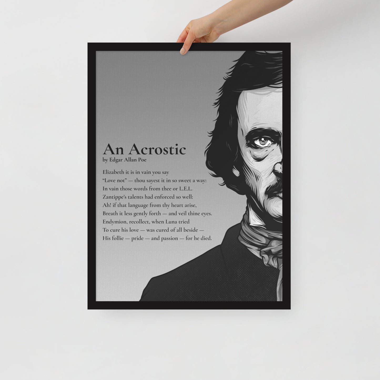 Edgar Allan Poe's 'An Acrostic' Framed Matted Poster - 18 x 24 Black Frame