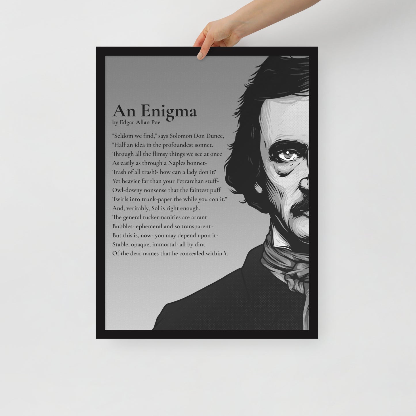 Edgar Allan Poe's 'An Enigma' Framed Matted Poster - 18 x 24 Black Frame