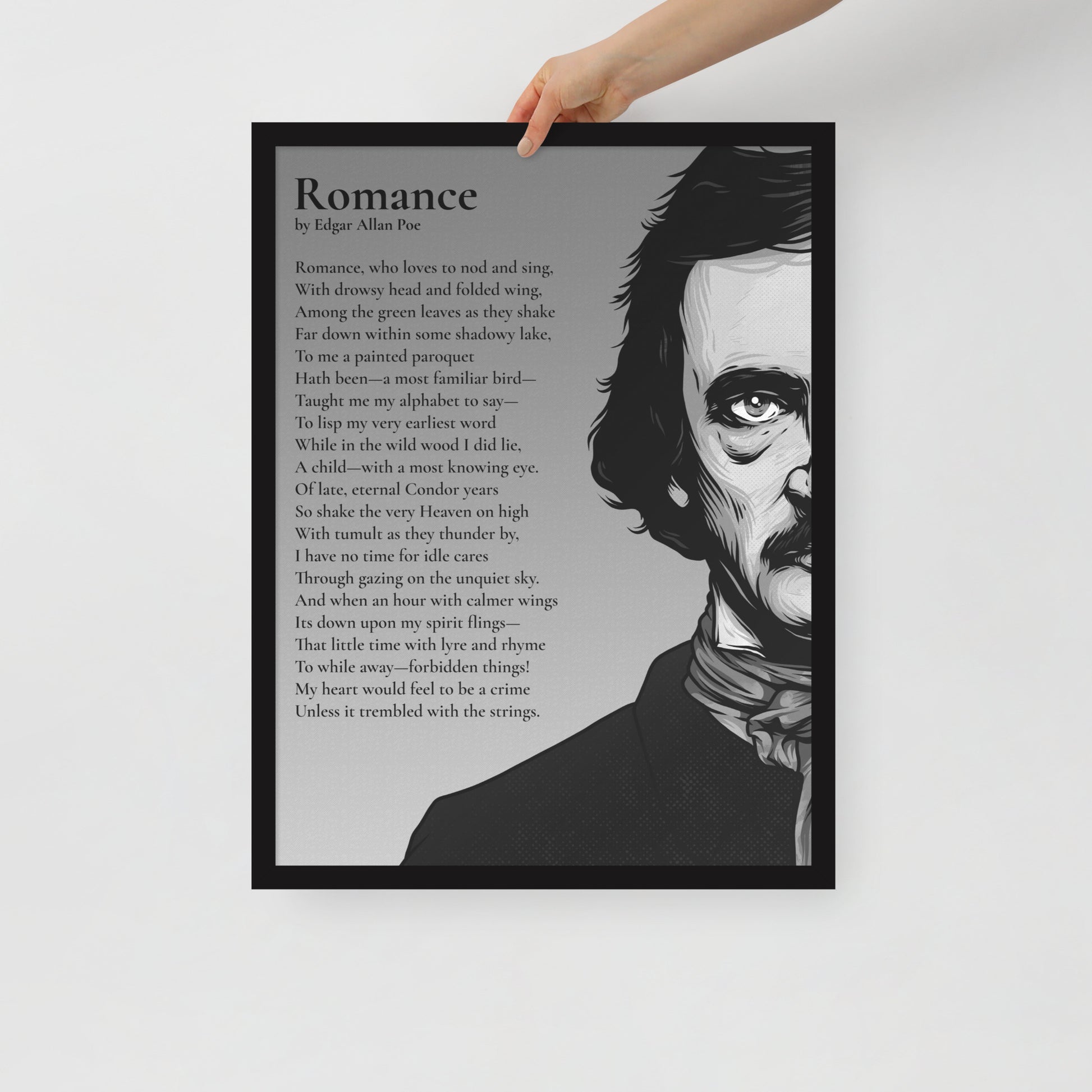 Edgar Allan Poe's 'Romance' Framed Matted Poster - 18 x 24 Black Frame
