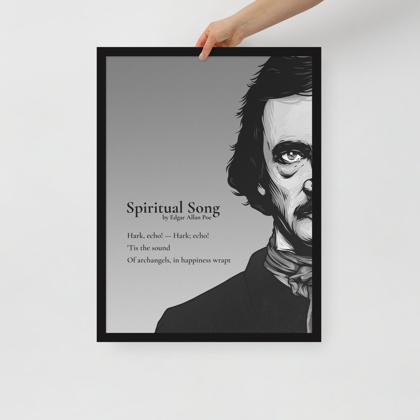 Edgar Allan Poe's 'Spiritual Song' Framed Matted Poster - 18 x 24 Black Frame