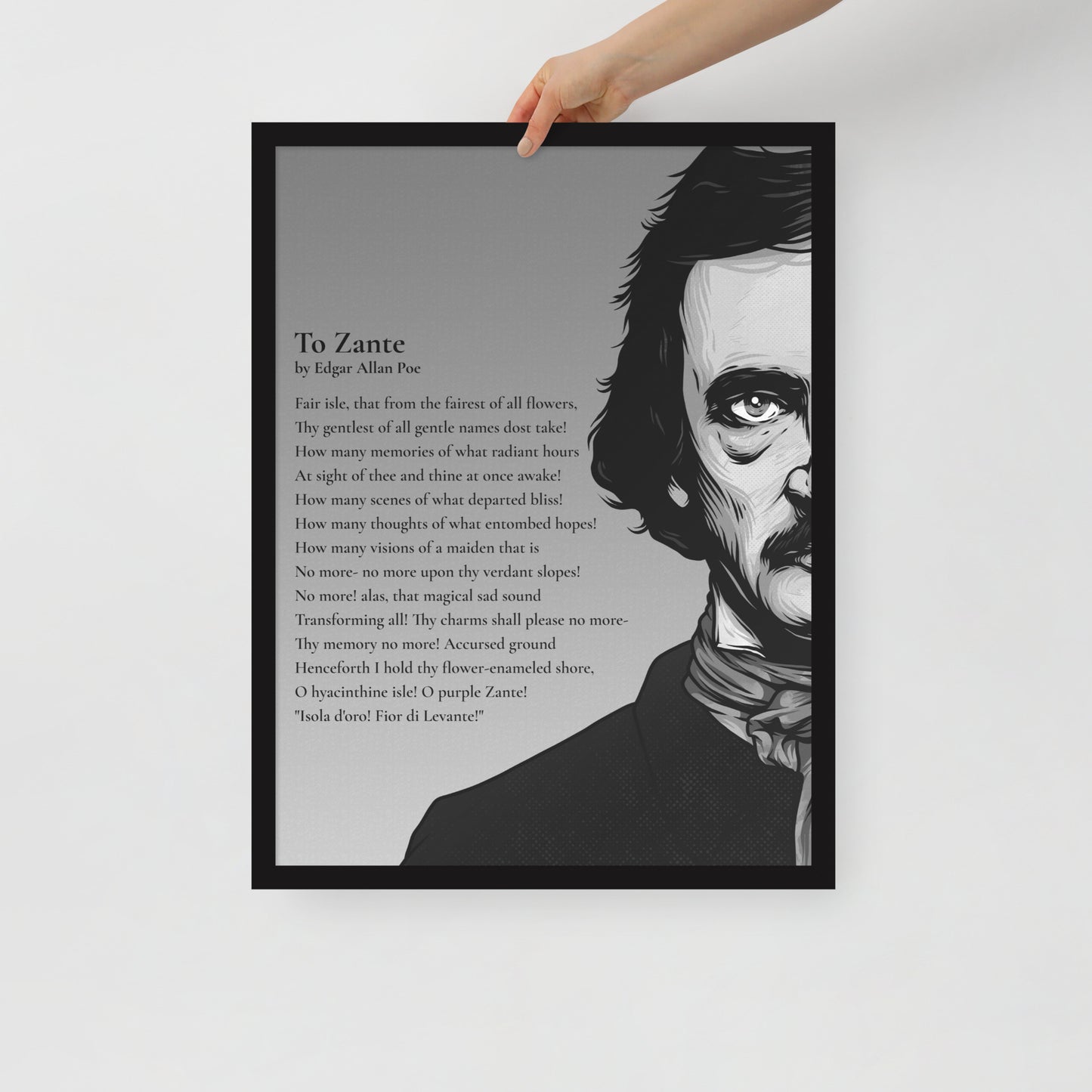 Edgar Allan Poe's 'To Zante' Framed Matted Poster - 18 x 24 Black Frame