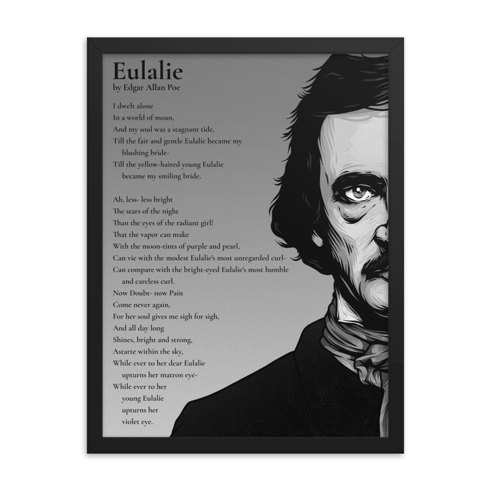 Edgar Allan Poe's 'Eulalie' Framed Matted Poster - 18 x 24 Black Frame