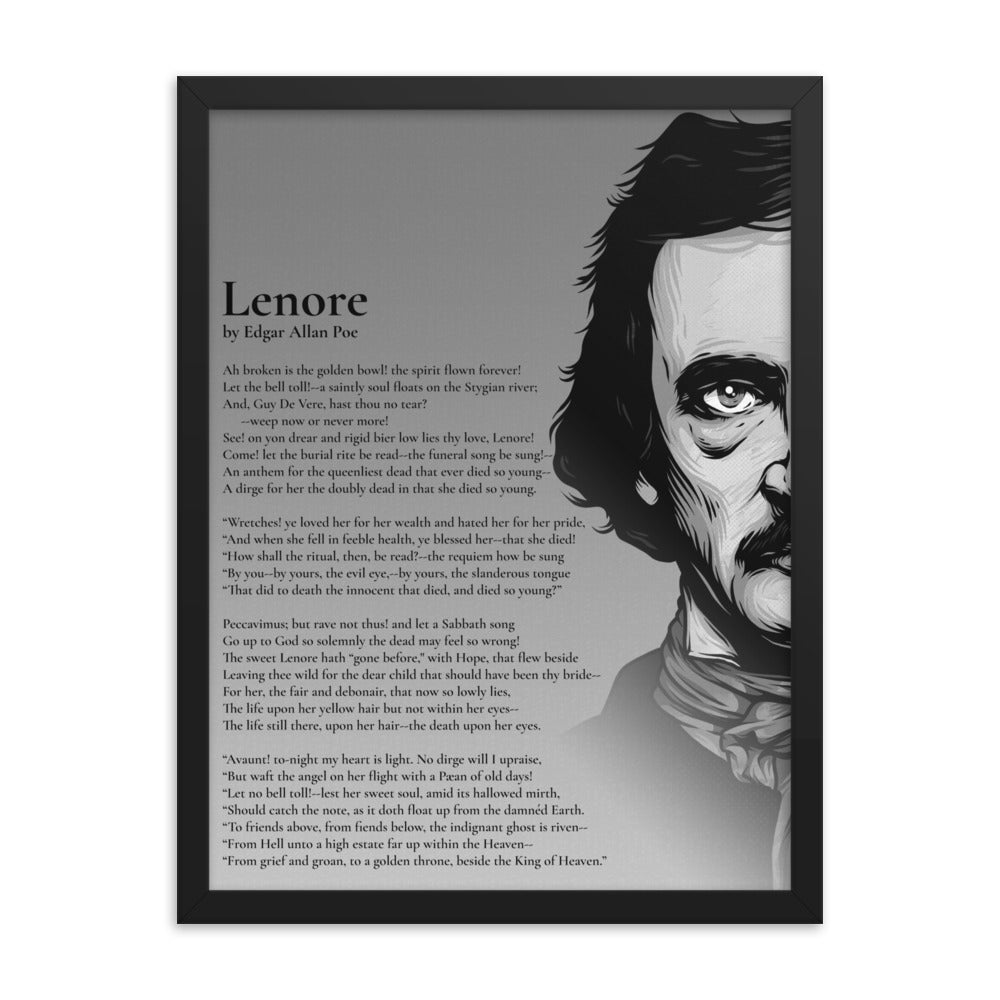 Edgar Allan Poe's 'Lenore' Framed Matted Poster - 18 x 24 Black Frame