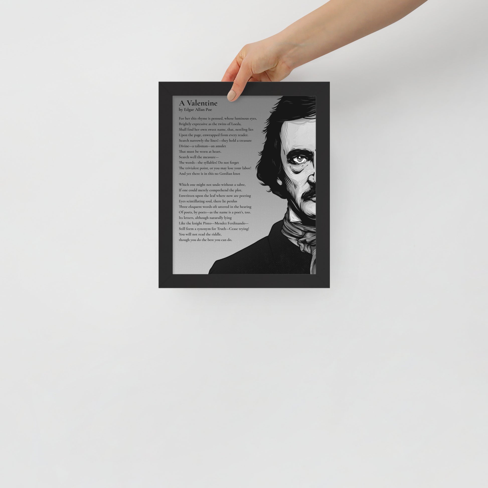 Edgar Allan Poe's 'A Valentine' Framed Matted Poster - 8 x 10 Black Frame