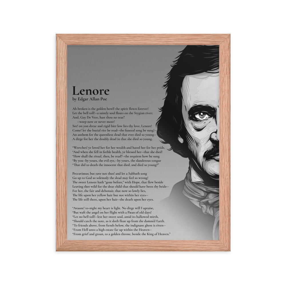 Edgar Allan Poe's 'Lenore' Framed Matted Poster - 11 x 14 Red Oak Frame