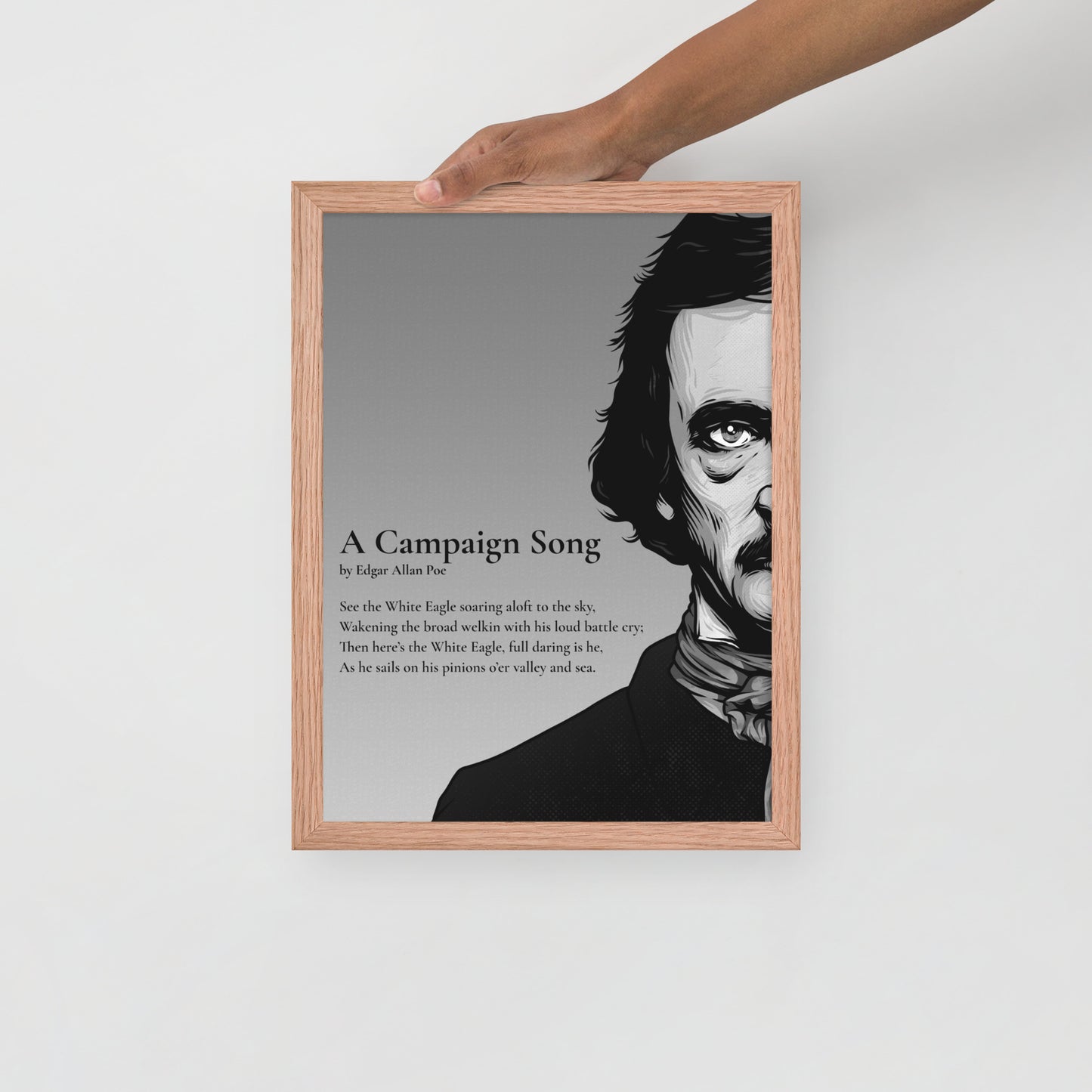 Edgar Allan Poe's 'A Campaign Song' Framed Matted Poster - 12 x 16 Red Oak Frame