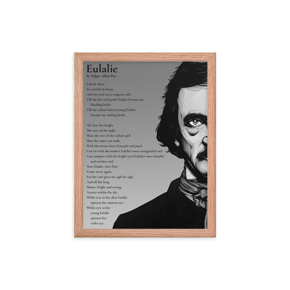 Edgar Allan Poe's 'Eulalie' Framed Matted Poster - 12 x 16 Red Oak Frame