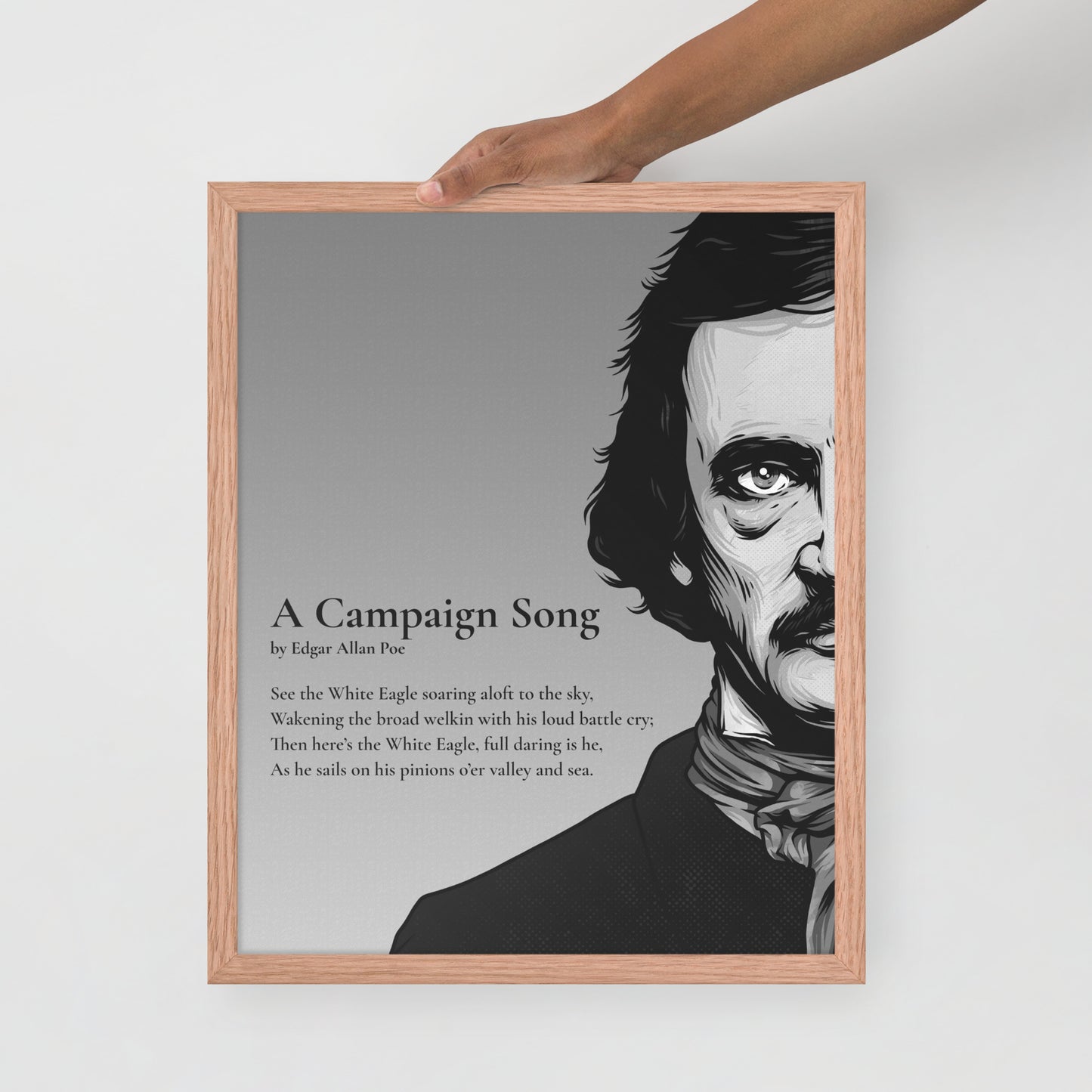 Edgar Allan Poe's 'A Campaign Song' Framed Matted Poster - 16 x 20 Red Oak Frame