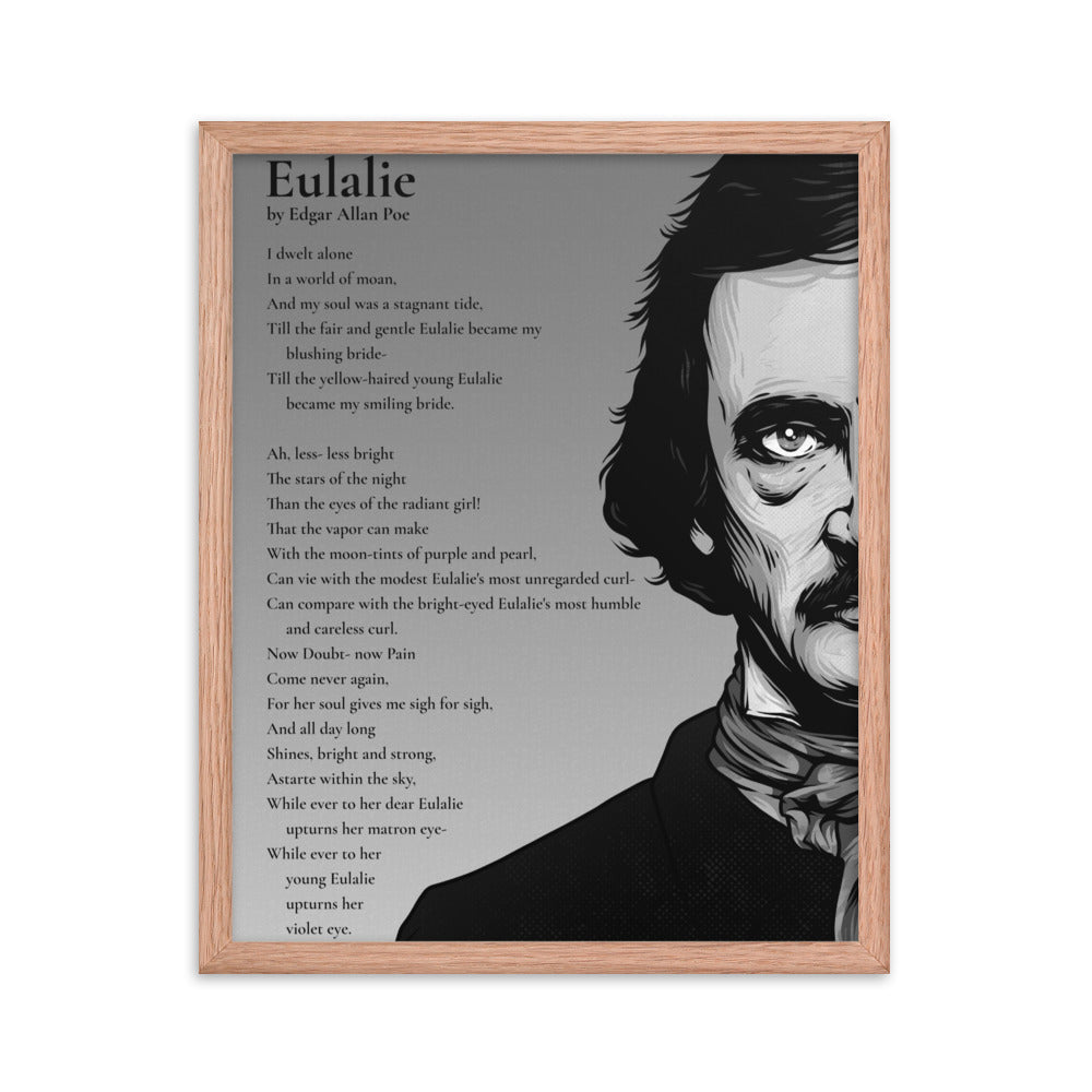 Edgar Allan Poe's 'Eulalie' Framed Matted Poster - 16 x 20 Red Oak Frame