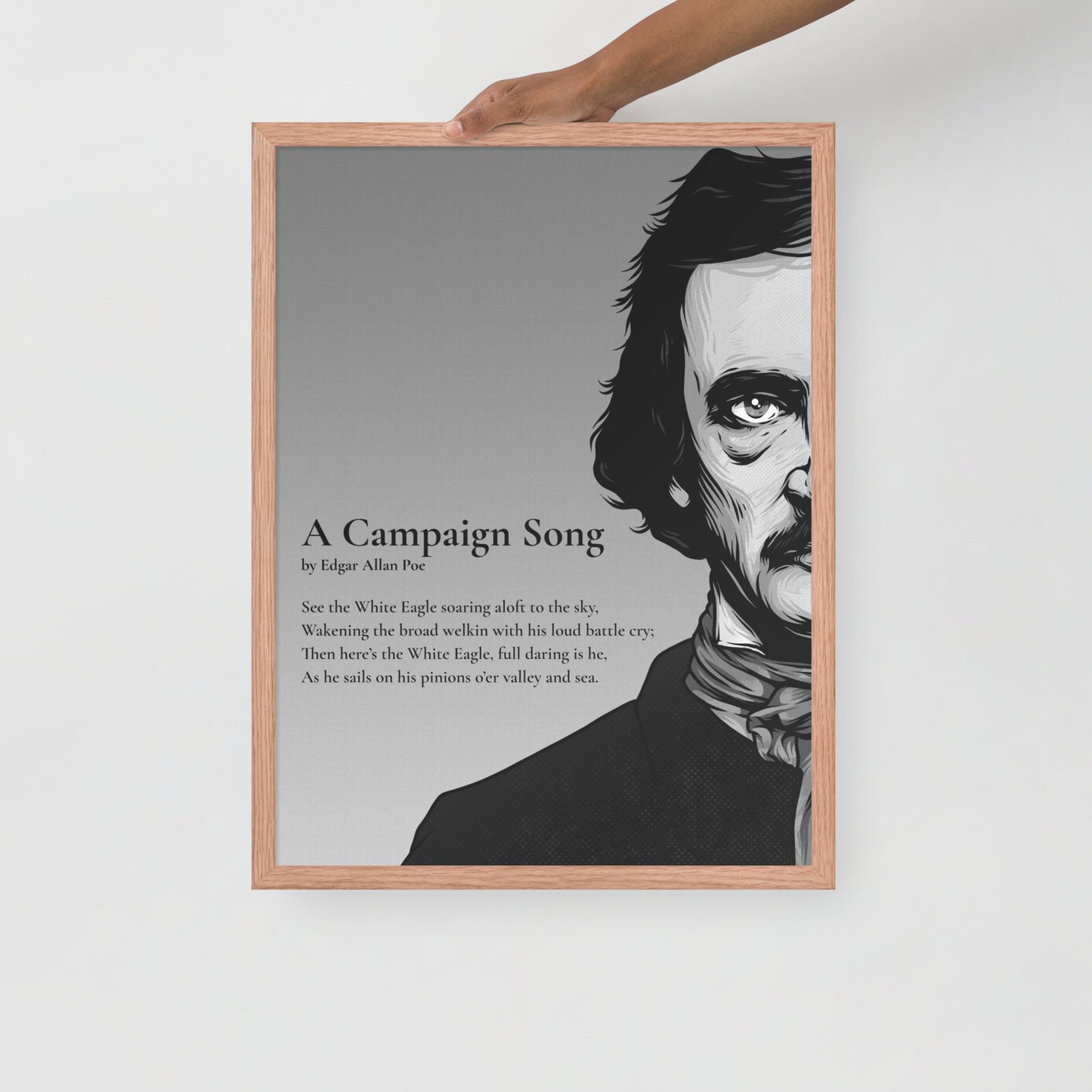 Edgar Allan Poe's 'A Campaign Song' Framed Matted Poster - 18 x 24 Red Oak Frame