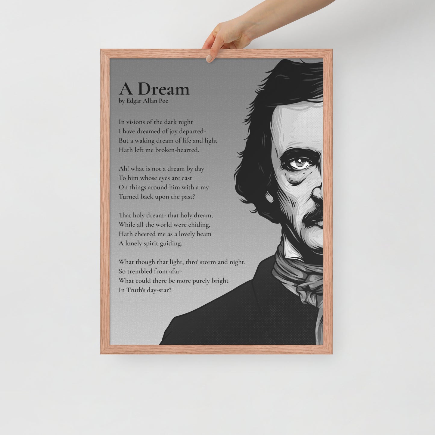 Edgar Allan Poe's 'A Dream' Framed Matted Poster - 18 x 24 Red Oak Frame