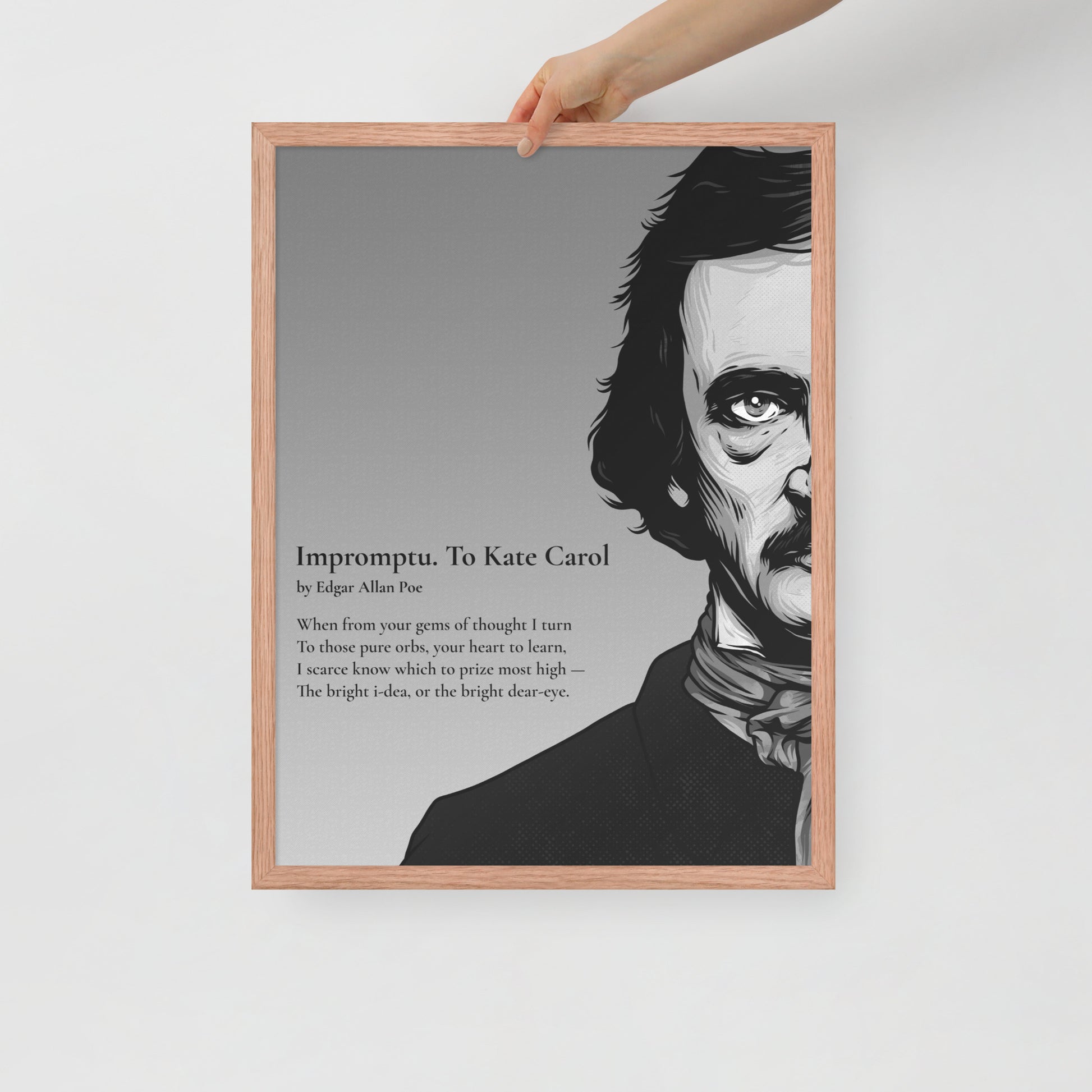 Edgar Allan Poe's 'Impromptu. To Kate Carol' Framed Matted Poster - 18 x 24 Red Oak Frame