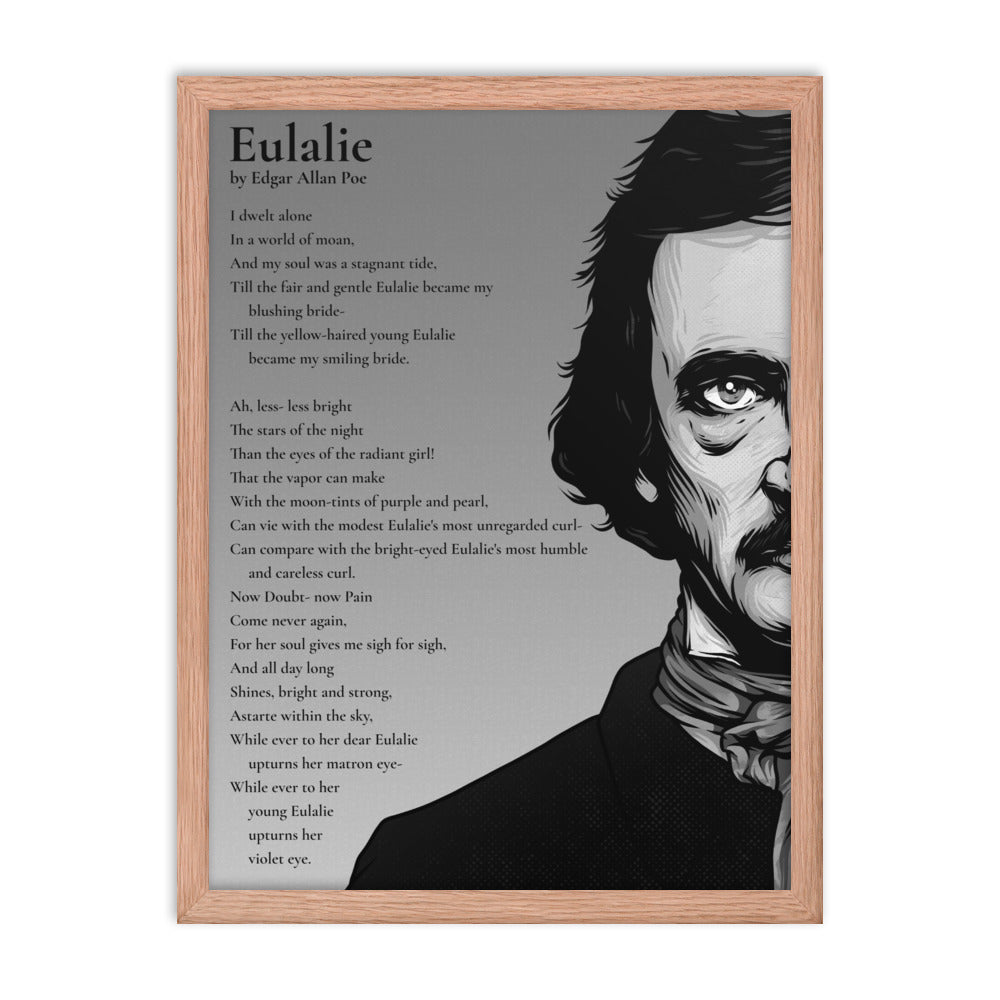 Edgar Allan Poe's 'Eulalie' Framed Matted Poster - 18 x 24 Red Oak Frame