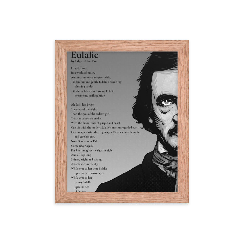 Edgar Allan Poe's 'Eulalie' Framed Matted Poster - 8 x 10 Red Oak Frame