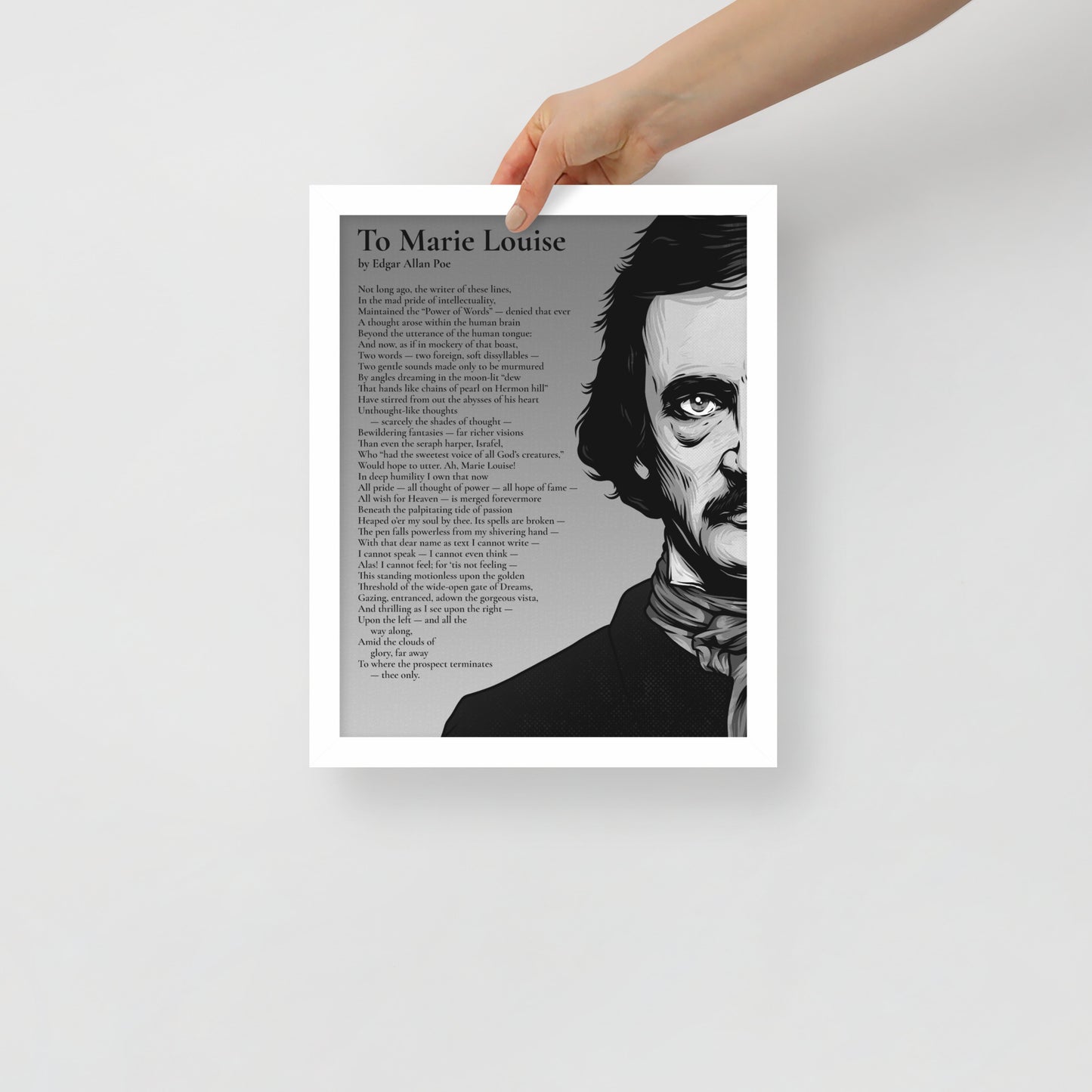Edgar Allan Poe's 'To Marie Louise' Framed Matted Poster - 11 x 14 White Frame