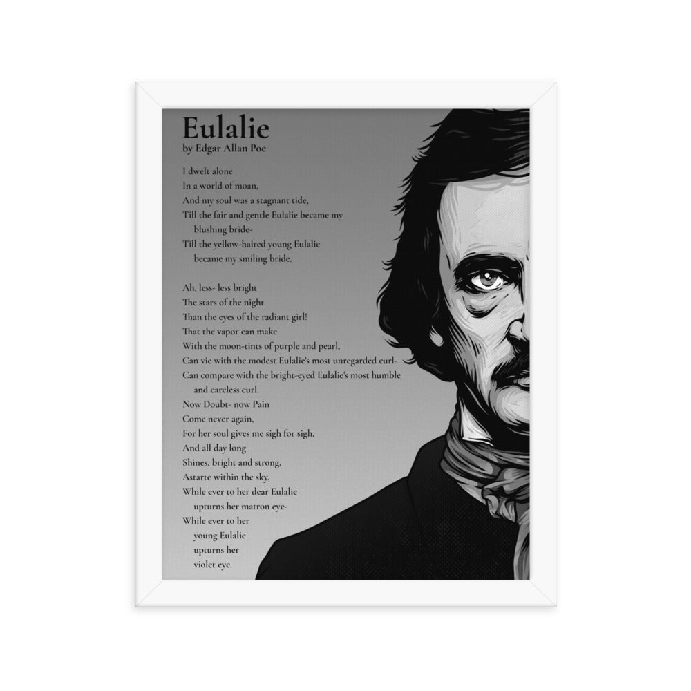 Edgar Allan Poe's 'Eulalie' Framed Matted Poster - 11 x 14 White Frame