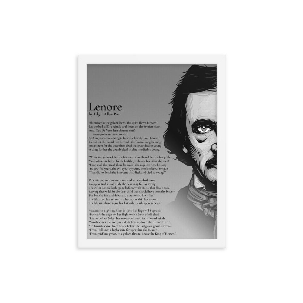 Edgar Allan Poe's 'Lenore' Framed Matted Poster - 12 x 16 White Frame