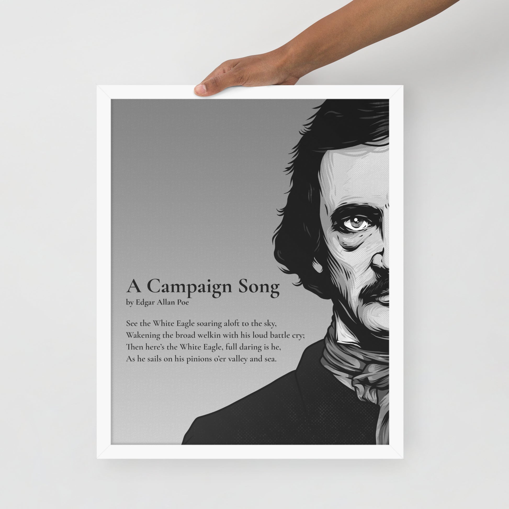Edgar Allan Poe's 'A Campaign Song' Framed Matted Poster - 16 x 20 White Frame