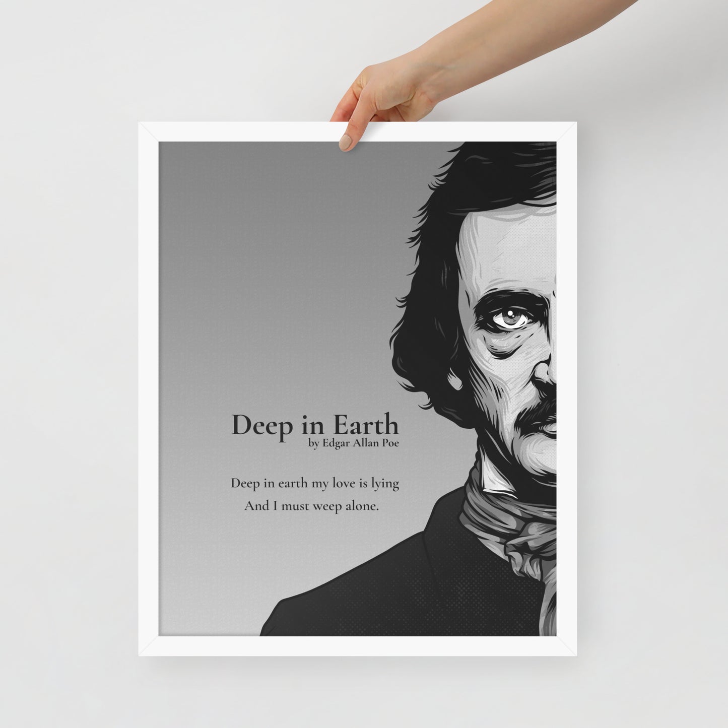 Edgar Allan Poe's 'Deep in Earth' Framed Matted Poster - 16 x 20 White Frame